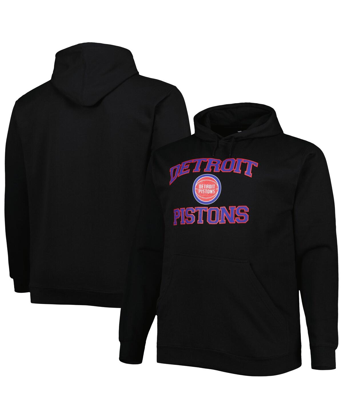 Profile Men's Black Detroit Pistons Big And Tall Heart And Soul Pullover Hoodie In Black