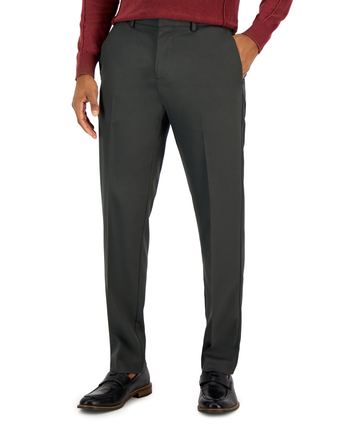 Shop Perry Ellis Portfolio Men's Modern-fit Twill Pants In Charcoal