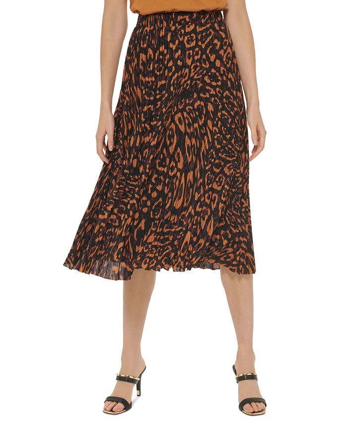DKNY Women s Printed Pull On Pleated Midi Skirt Macy s