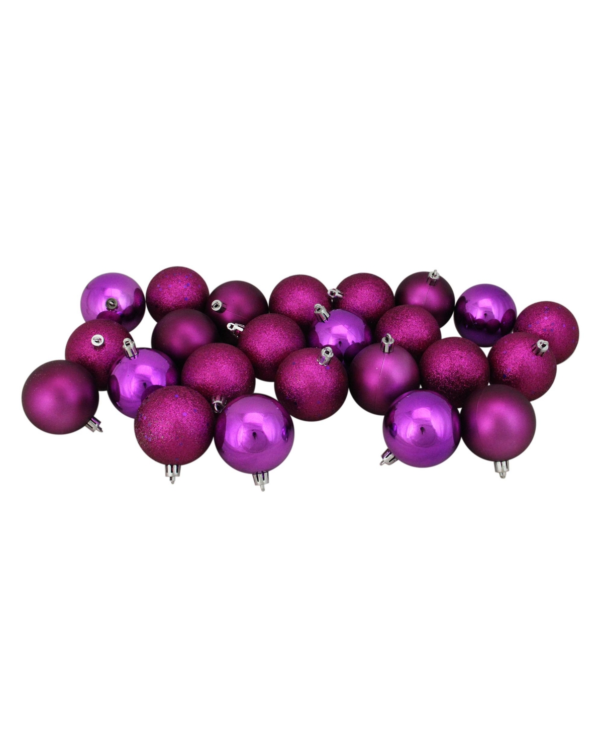 Northlight 24 Count Shatterproof 4- Finish Christmas Ball Ornaments 60mm Set, 2.5" In Purple