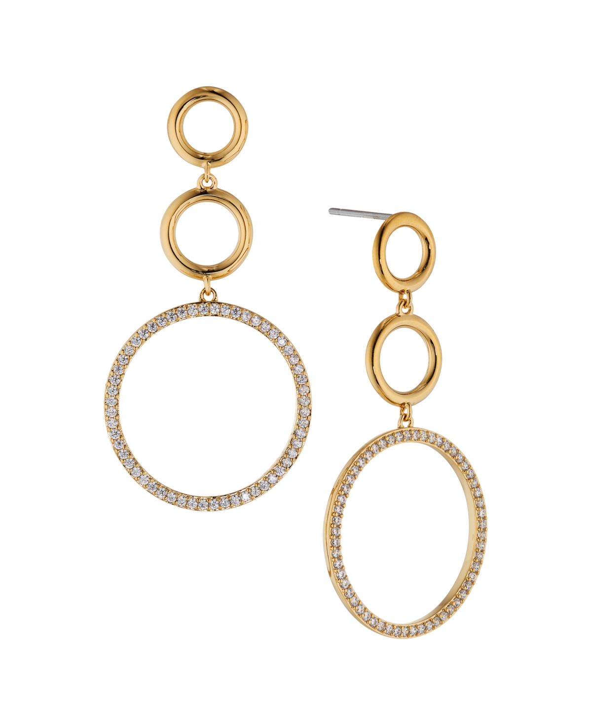 Ava Nadri Multi Color Circle Drop Earring In 18k Gold Plated Brass