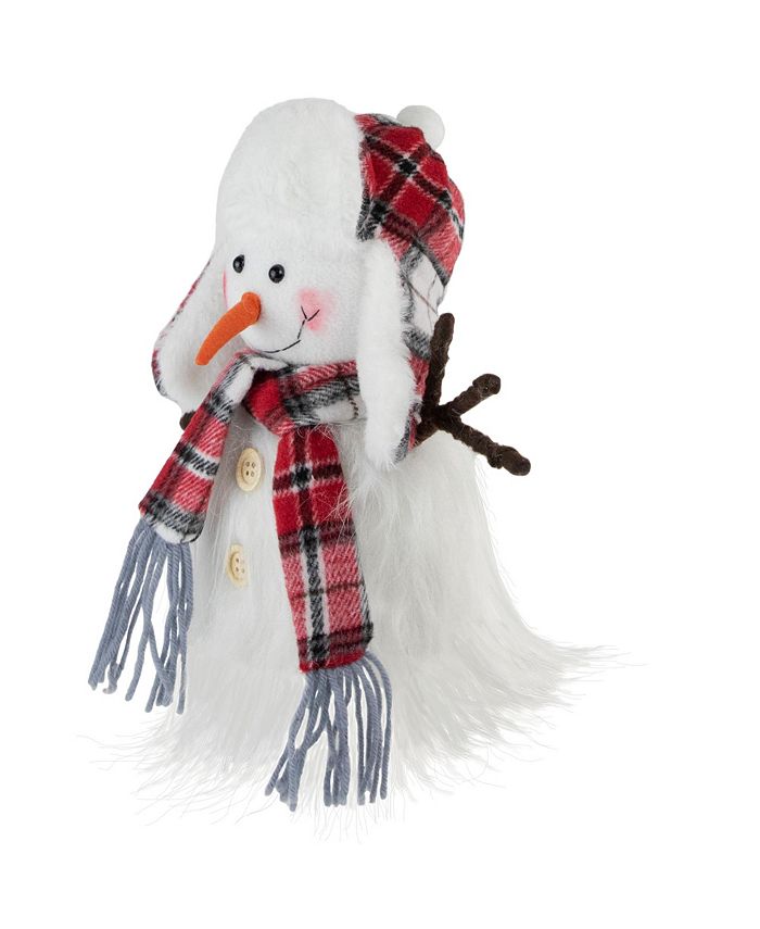 Northlight Snowman in Plaid Trapper Hat Christmas Decoration, 10