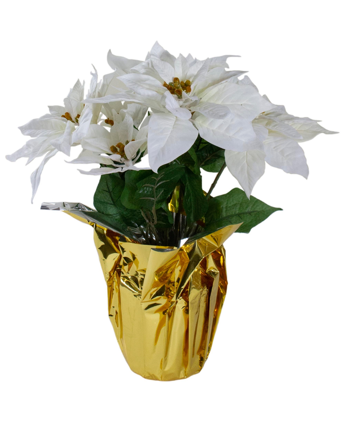 Northlight Potted Artificial Poinsettia Christmas Arrangement, 17" In White