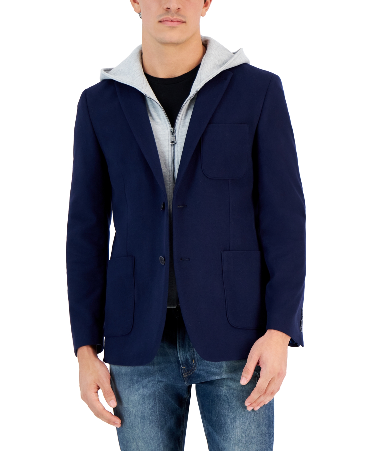 Vince Camuto Men's Slim-fit Stretch Hooded Sport Coat In Navy