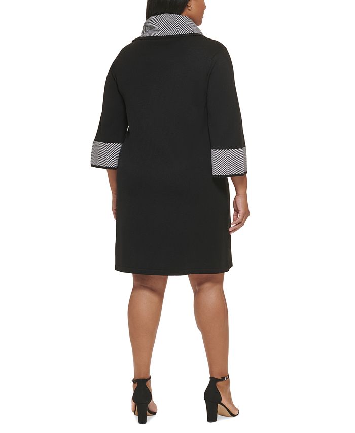 Jessica Howard Plus Size Cowlneck Sweater Shift Dress - Macy's
