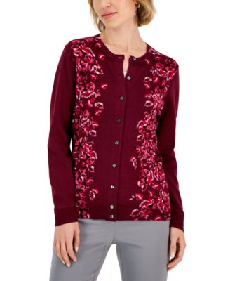 Karen Scott Women's Floral-Print Cardigan Cardigan, Created For Macy's ...