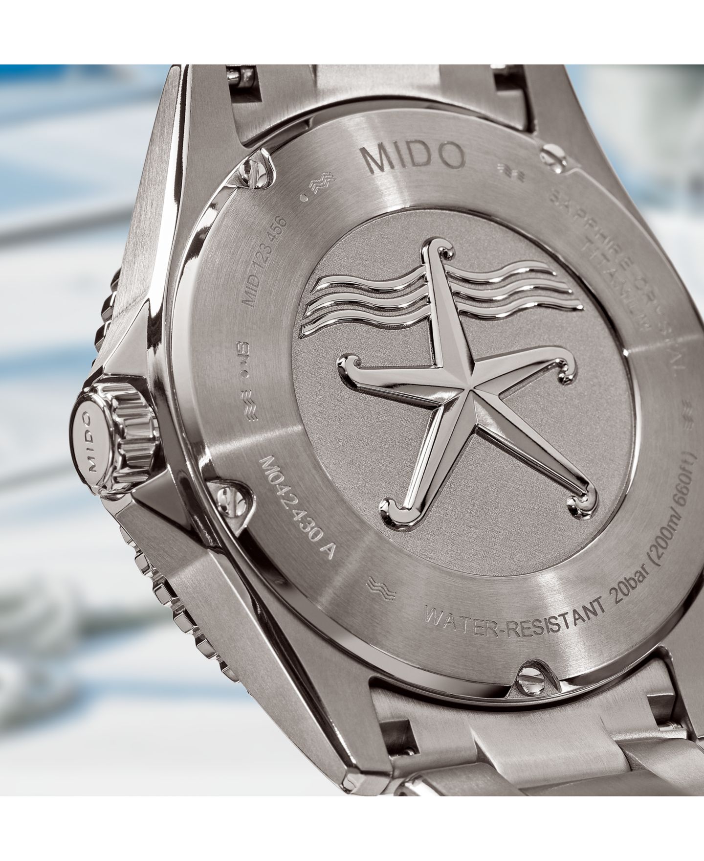 Мужские часы Mido Swiss Automatic Ocean Star Silver-Tone Titanium Bracelet Watch 43mm — фото 8