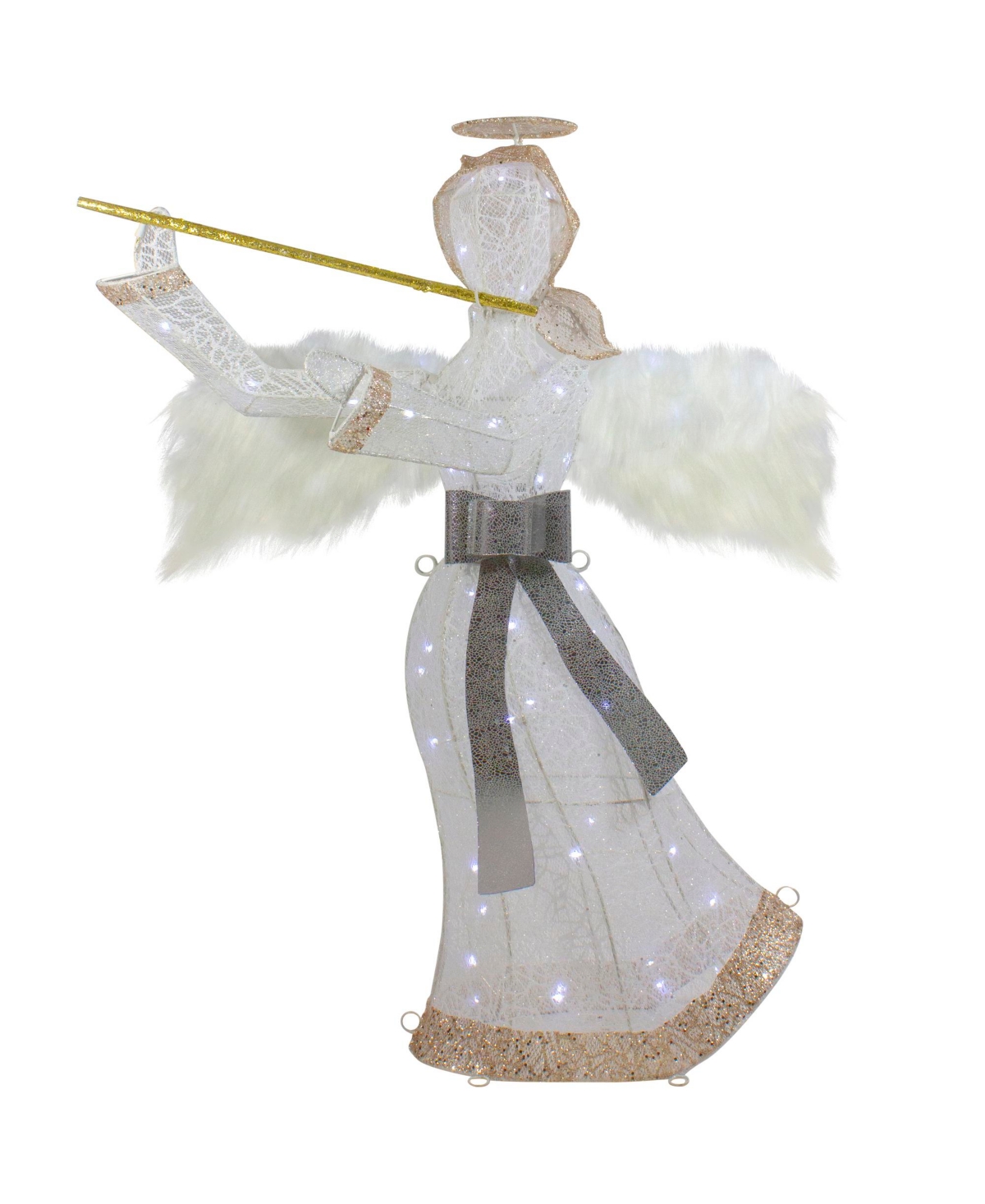 Shop Northlight Led Lighted Lace Angel With Flute Outdoor Christmas Decoration, 36" In White