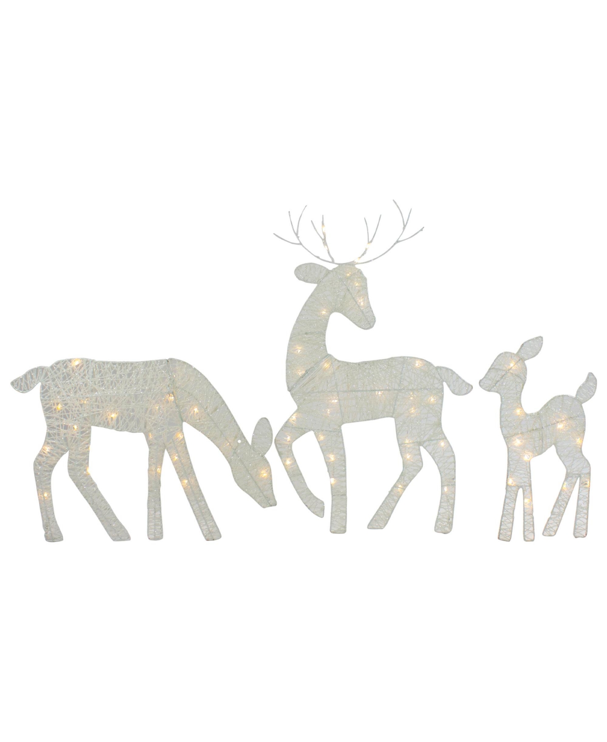 Northlight 29" Led Lighted Reindeer Family Outdoor Christmas Decorations, Set Of 3 In White