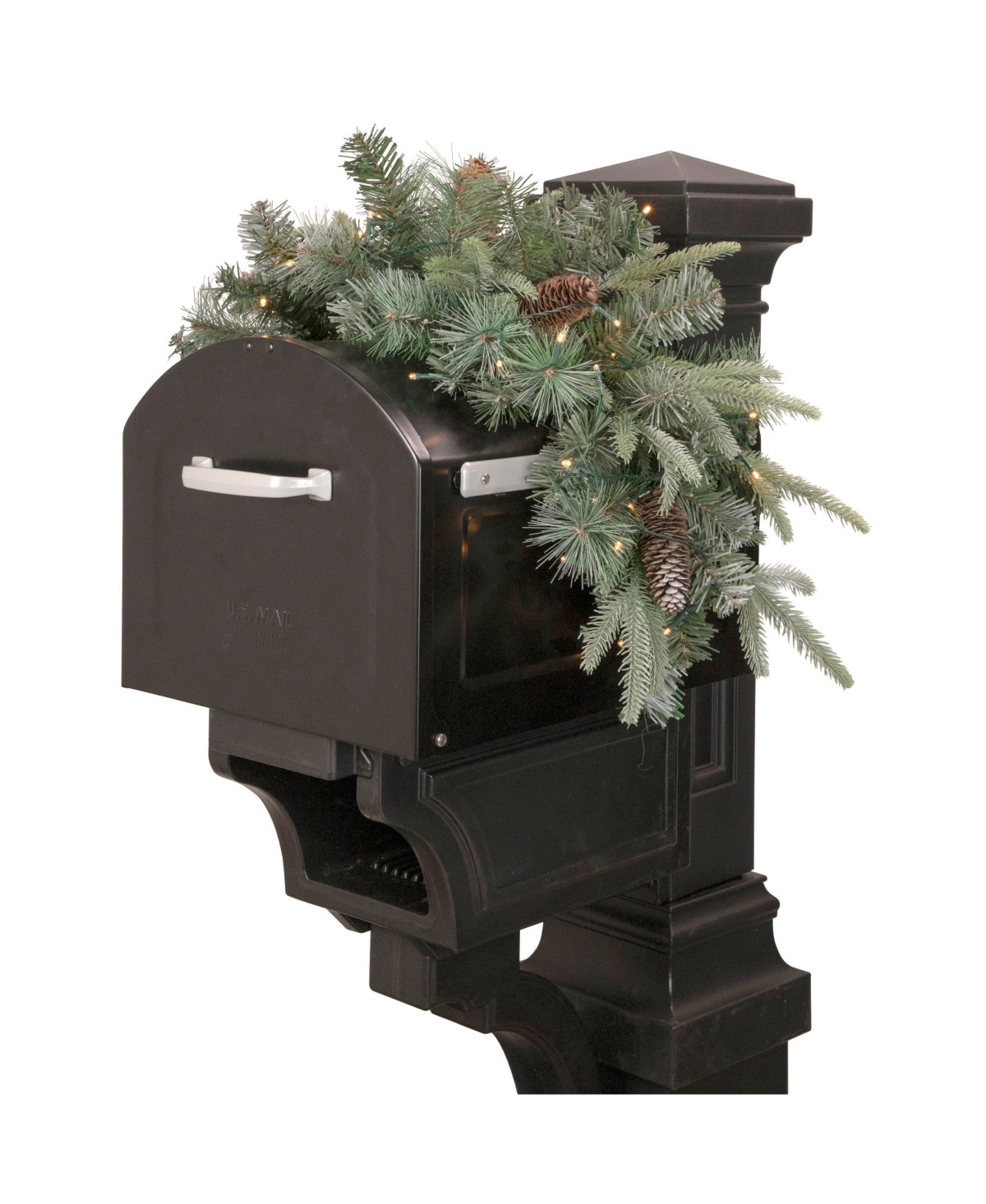 Northlight Pre- Lit Pine Cone And Artificial Mixed Pine Christmas Mailbox Swag, 36" In Green