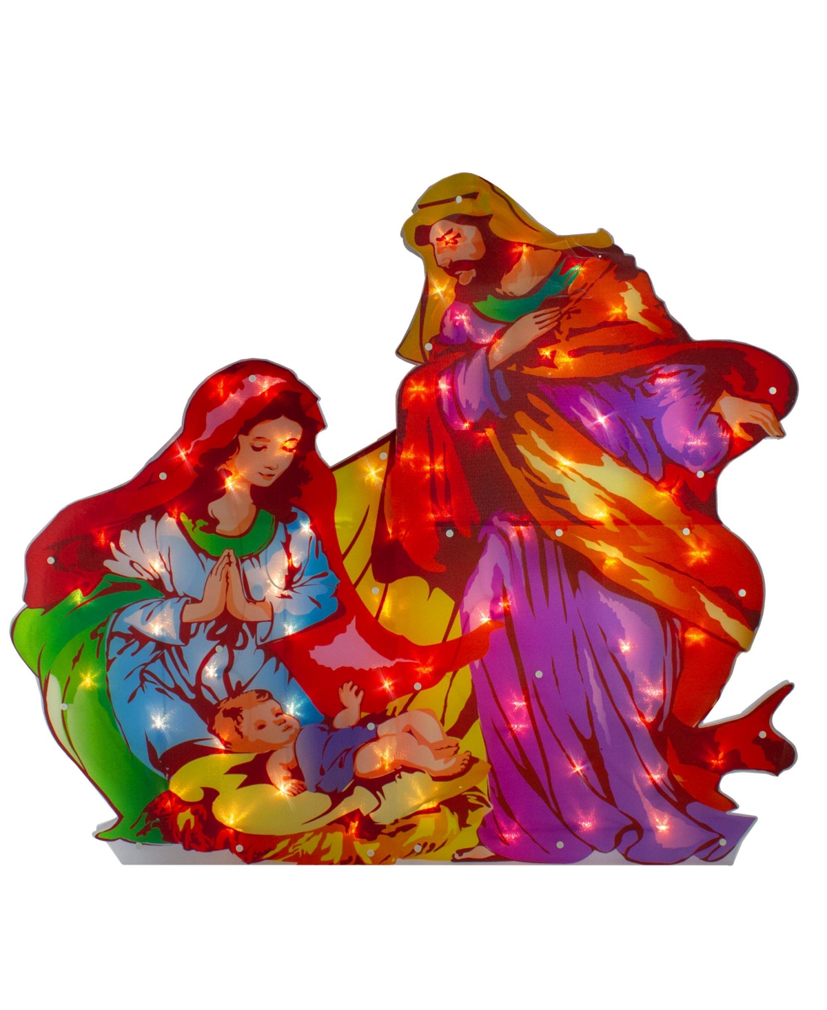 Northlight Lighted Holy Family Nativity Scene Christmas Outdoor Decoration, 38" In Red