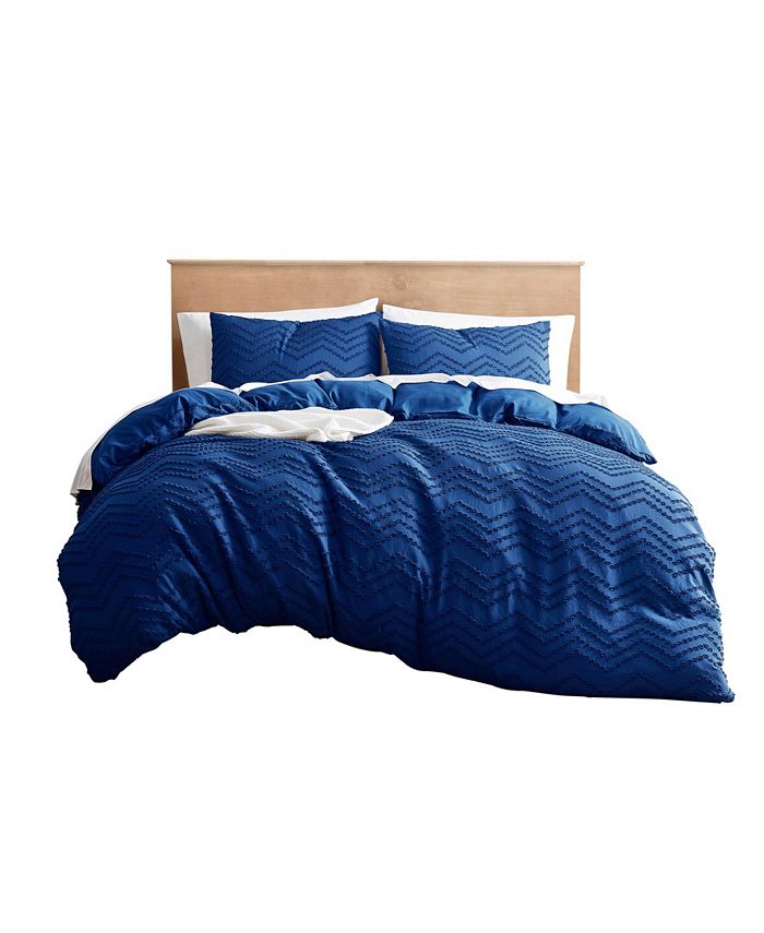 Nestl Bedding Tufted Embroidery Chevron Design Double Brushed 3 Piece