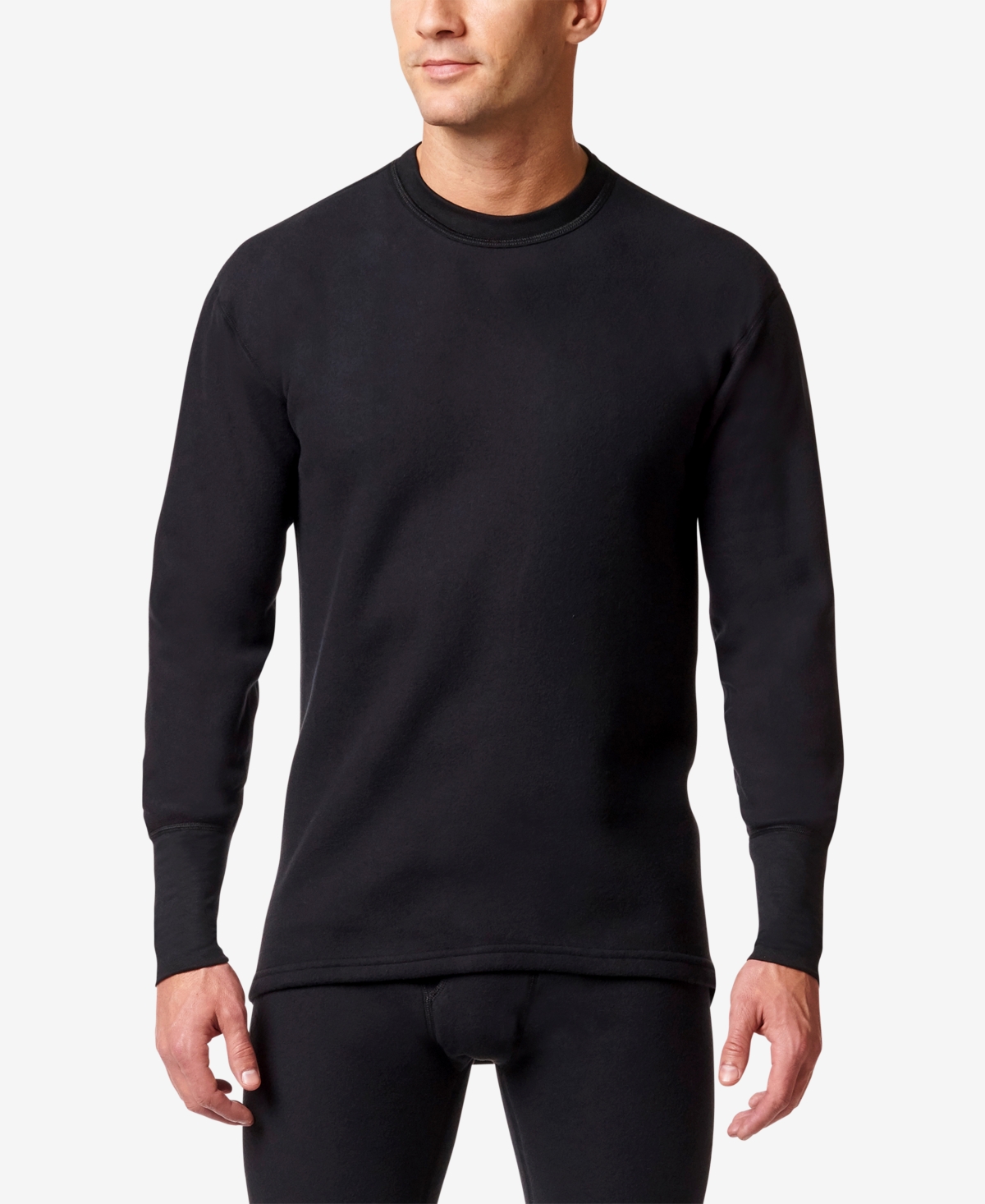 Men's Micro Fleece Long Sleeve Thermal Undershirt - Black