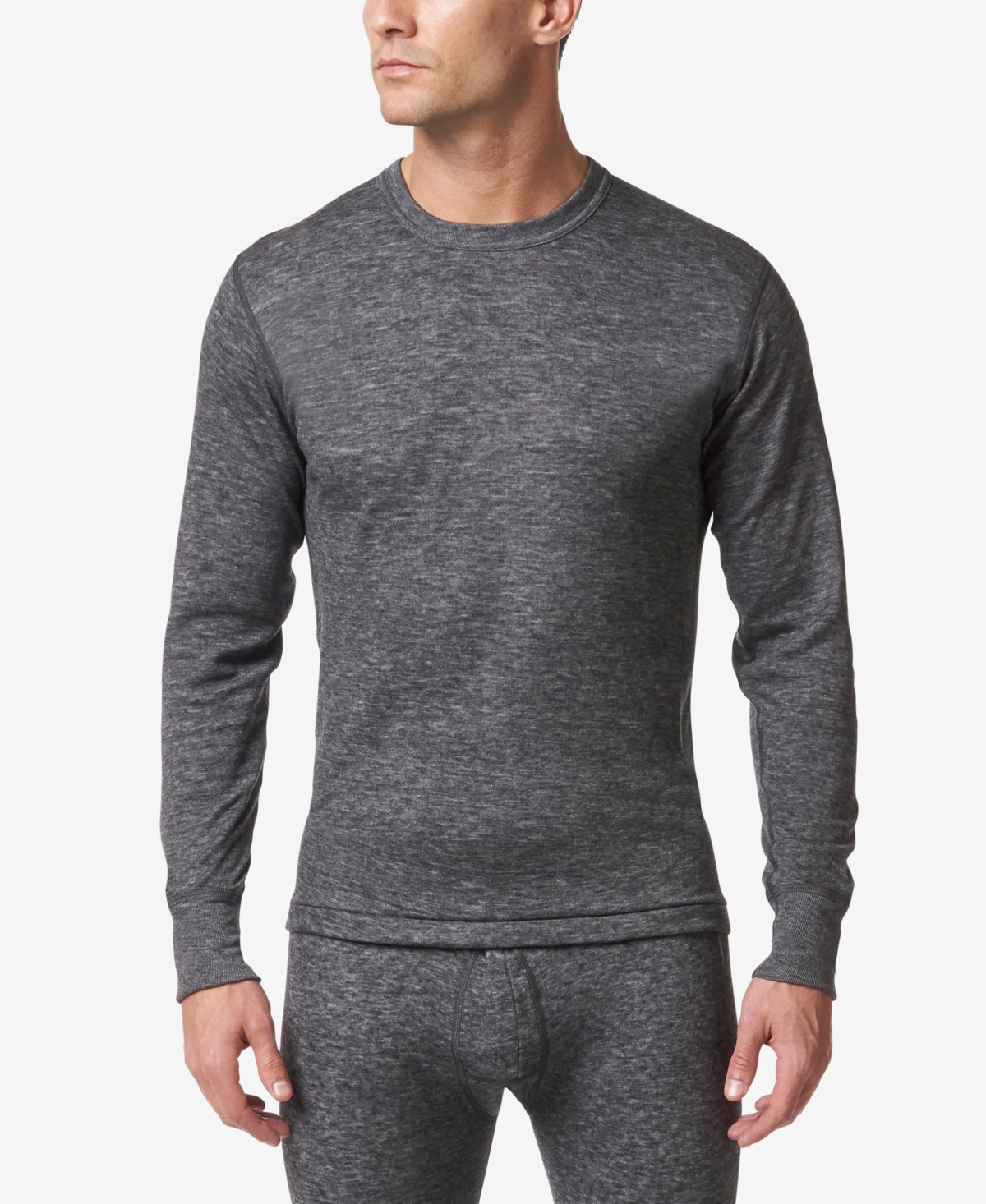 Men's 2 Layer Merino Wool Blend Long Sleeve Undershirt - Charcoal Mix