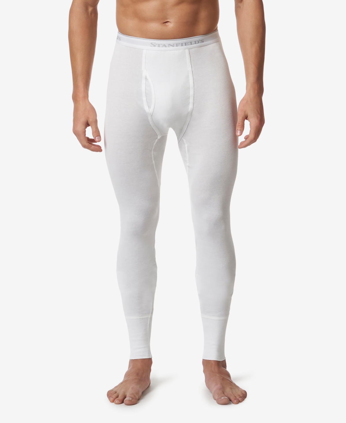 Men's Premium Cotton Rib Thermal Long Underwear - White