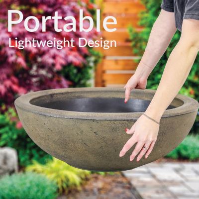 Weather-Resistant Polyresin Double-Walled Percival Outdoor Flower Pot Planter, 20.75"