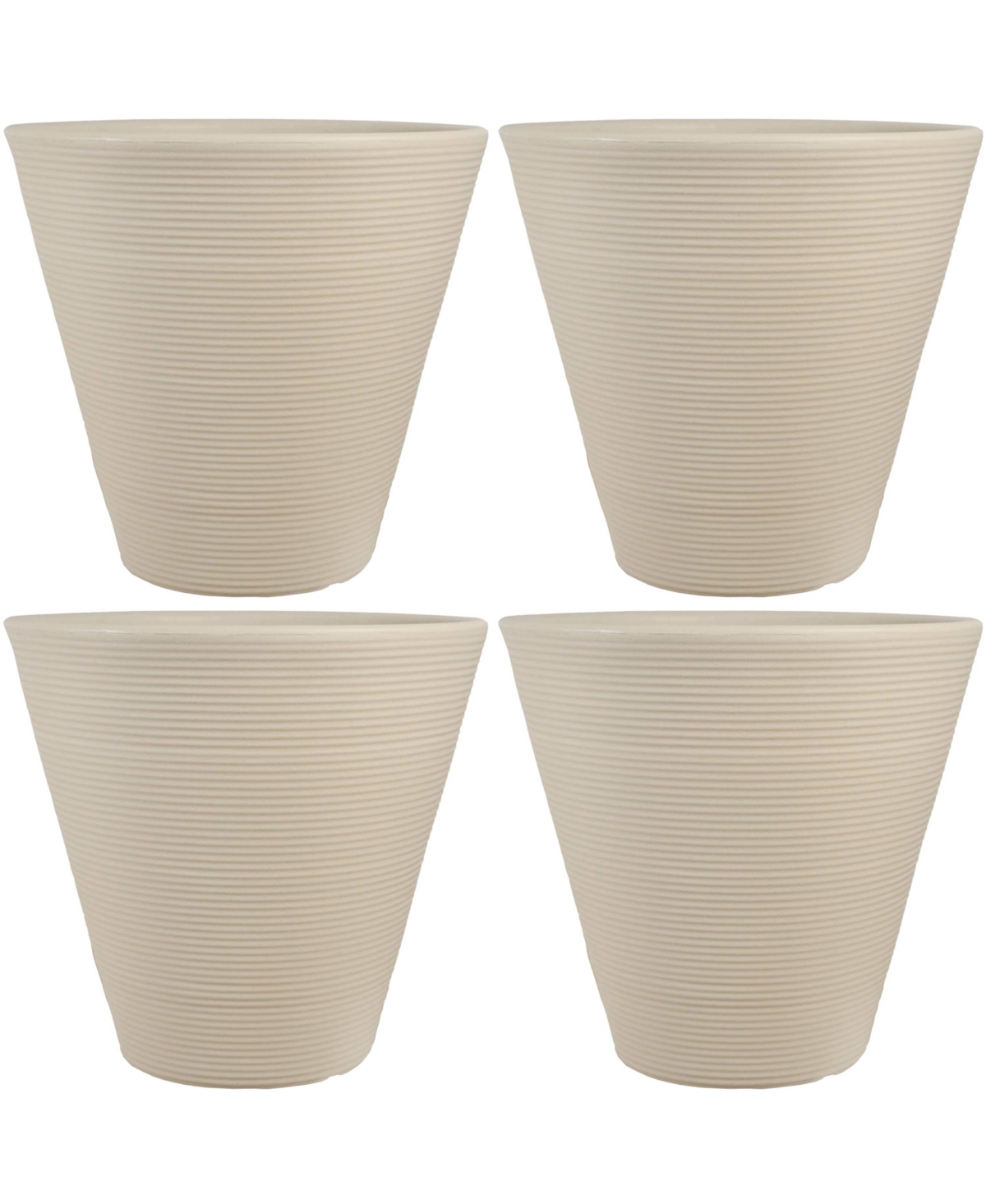 15.5 in Walter Dual-Wall Polyresin Planter - Beige - Set of 4 - Light Brown