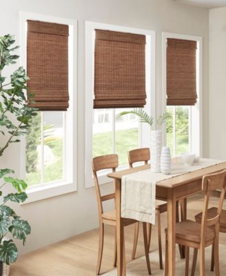 Bamboo Light Filtering Roman Shade, Single Panel for Bedroom, light filtering 100% Natural bamboo window Roman Shades for Living Room, Width 29 length 64 inches, Cordless Lift/Pull Teak Window Panel