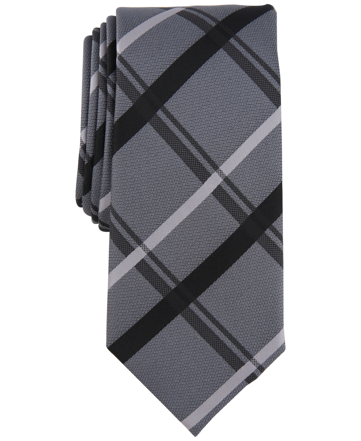 Alfani Men's Zuma Plaid Tie, Created For Macy's In Black