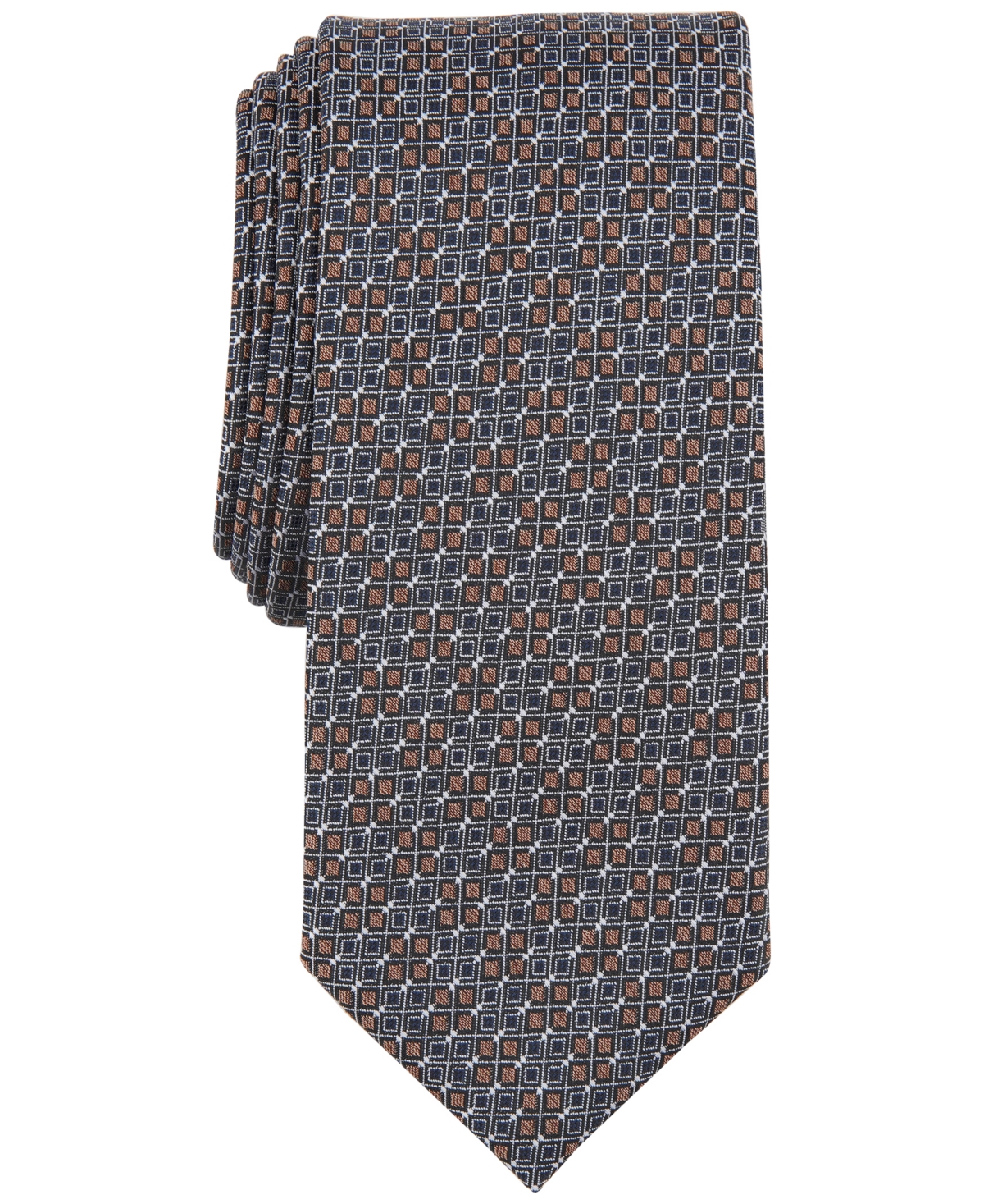 Alfani Men's Elinor Patterned Tie, Created For Macy's In Cognac