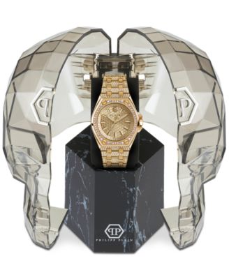 Women's Plein Extreme Gold Ion Plated Stainless Steel Bracelet Watch 38mm