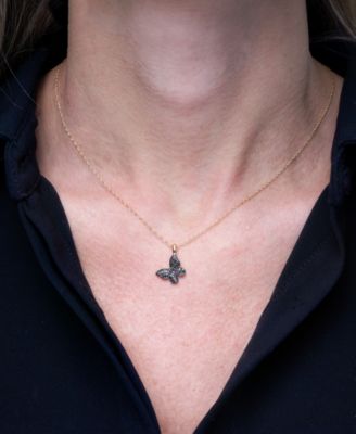 Diamond Butterfly Pendant Necklace (1/6 ct. t.w.) in 14k Gold (Also Available in Black Diamond)