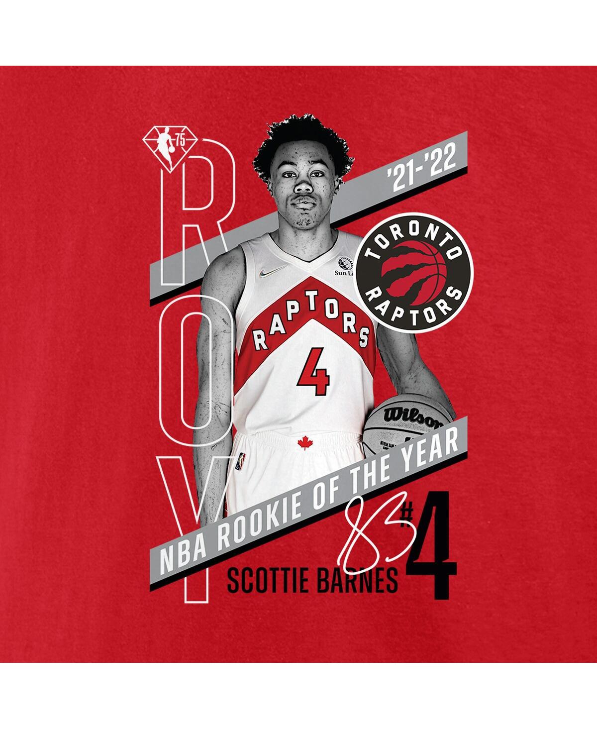 Shop Fanatics Men's  Scottie Barnes Red Toronto Raptors 2022 Nba Rookie Of The Year T-shirt