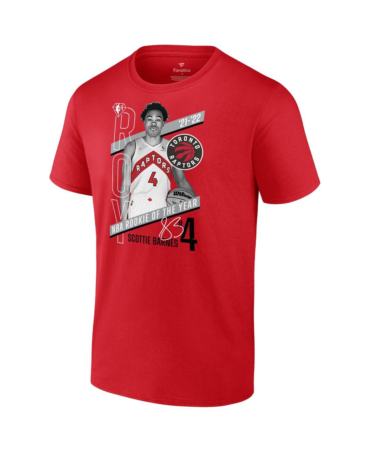 Shop Fanatics Men's  Scottie Barnes Red Toronto Raptors 2022 Nba Rookie Of The Year T-shirt