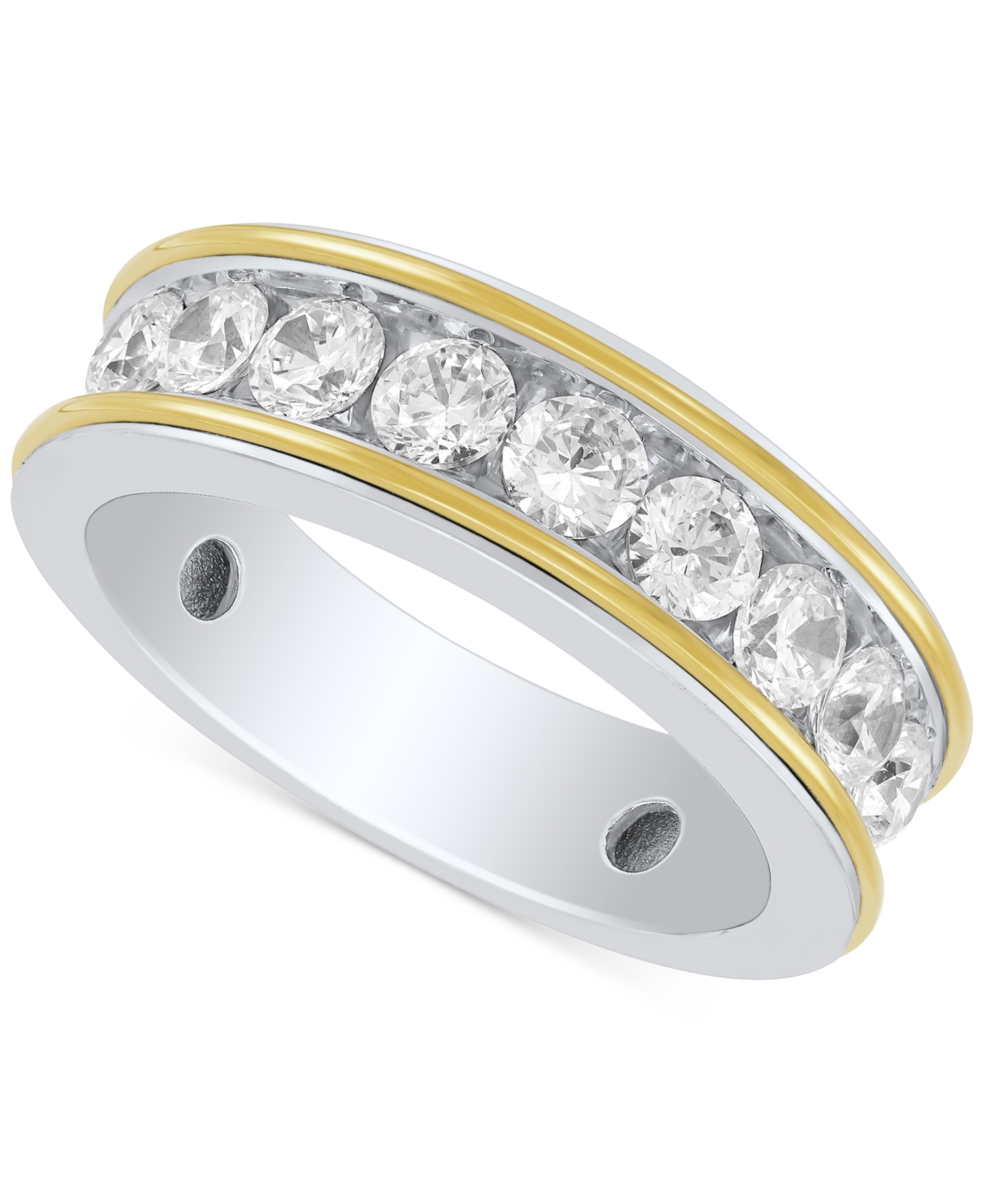 Grown With Love Men's Lab Grown Diamond Band (1-1/2 ct. t.w.) in 10k Gold & White Gold