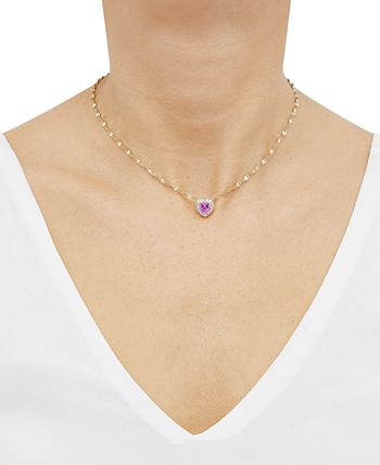 Macy's pink sapphire heart necklace store