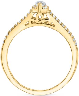 Diamond Marquise Double Row Halo Engagement Ring (1/2 ct. t.w.) in 14k White, Yellow or Rose Gold