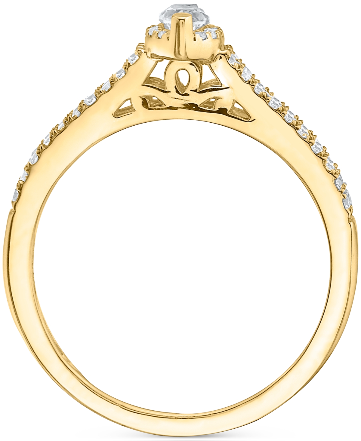 Diamond Marquise Double Row Halo Engagement Ring (1/2 ct. t.w.) in 14k White, Yellow or Rose Gold