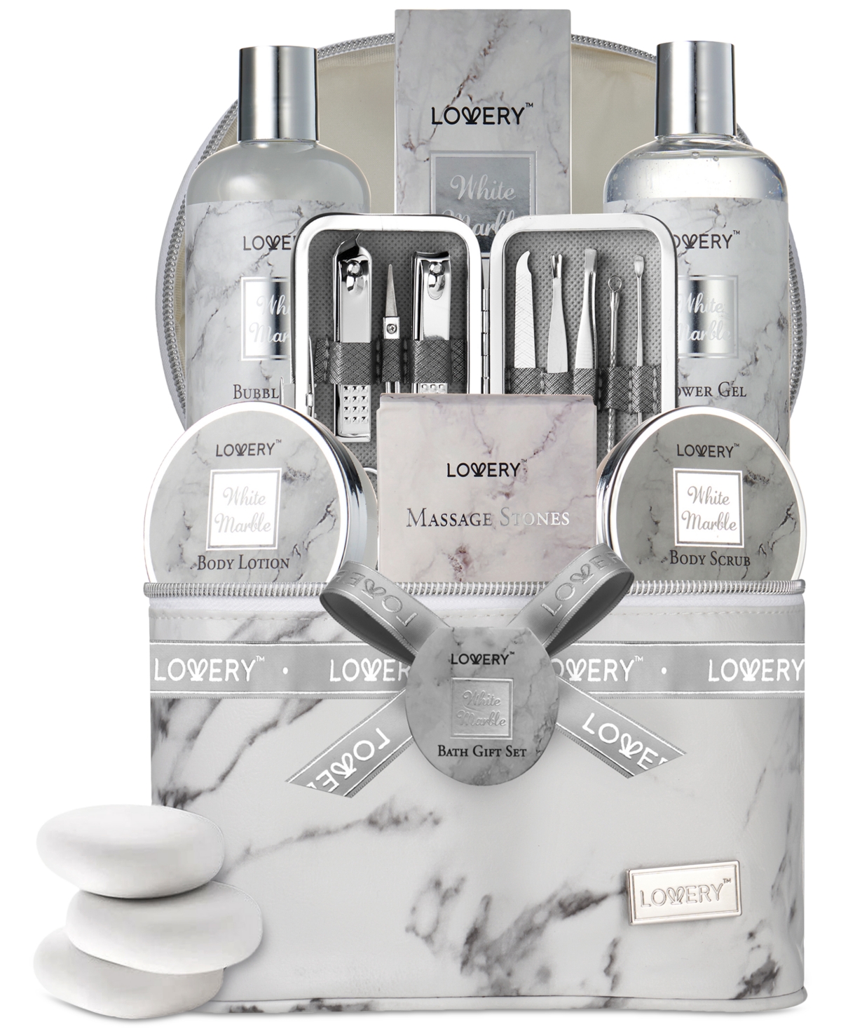 19-Pc. White Marble Luxe Home Spa Gift Set