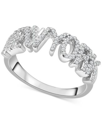 Macy's - Cubic Zirconia "NEW YORK" Statement Ring in Sterling Silver