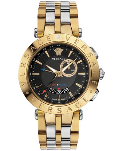 Versace Men's Swiss V-Race GMT Two-Tone Stainless Steel Bracelet Watch 46mm 29G79D009 S079