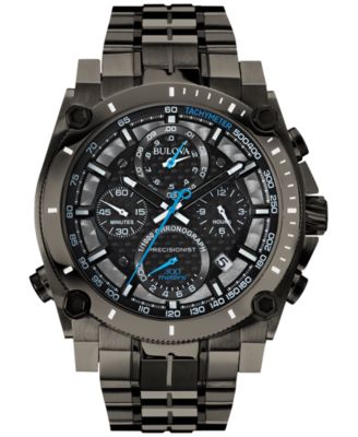 Bulova - Men's Chronograph Precisionist Gray-Tone Stainless Steel Bracelet Watch 47mm 98B229