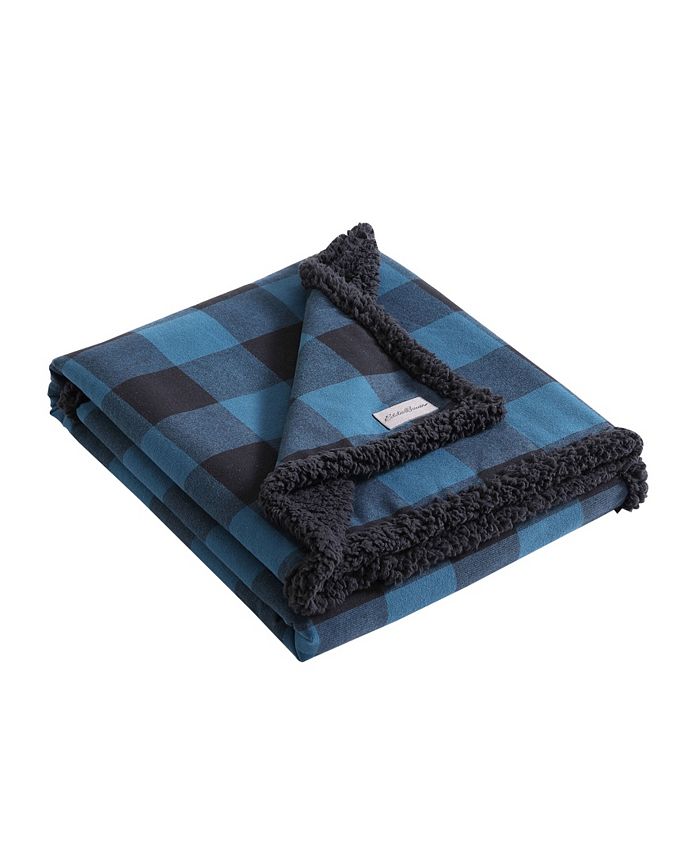 Eddie Bauer Cabin Plaid Flannel Yarn Dye Sherpa 2 Piece Throw and Pillow Cover Set Macy's