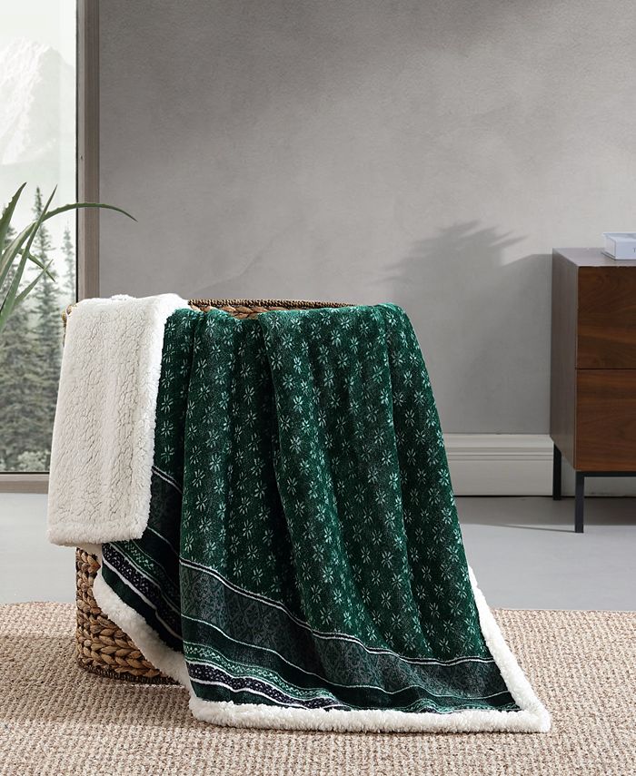 Eddie Bauer Ultra Soft Plush Sherpa Reversible Throw Blanket , 60" X 50