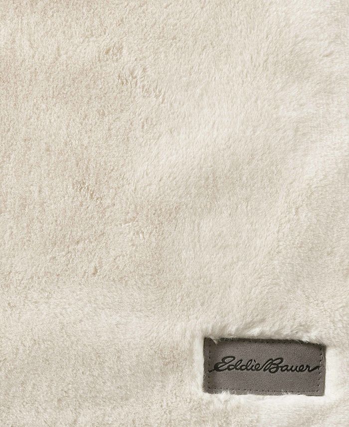 Eddie Bauer Solid Ivory Faux Fur 2 Piece Throw and Pillow Cover Set Macy's