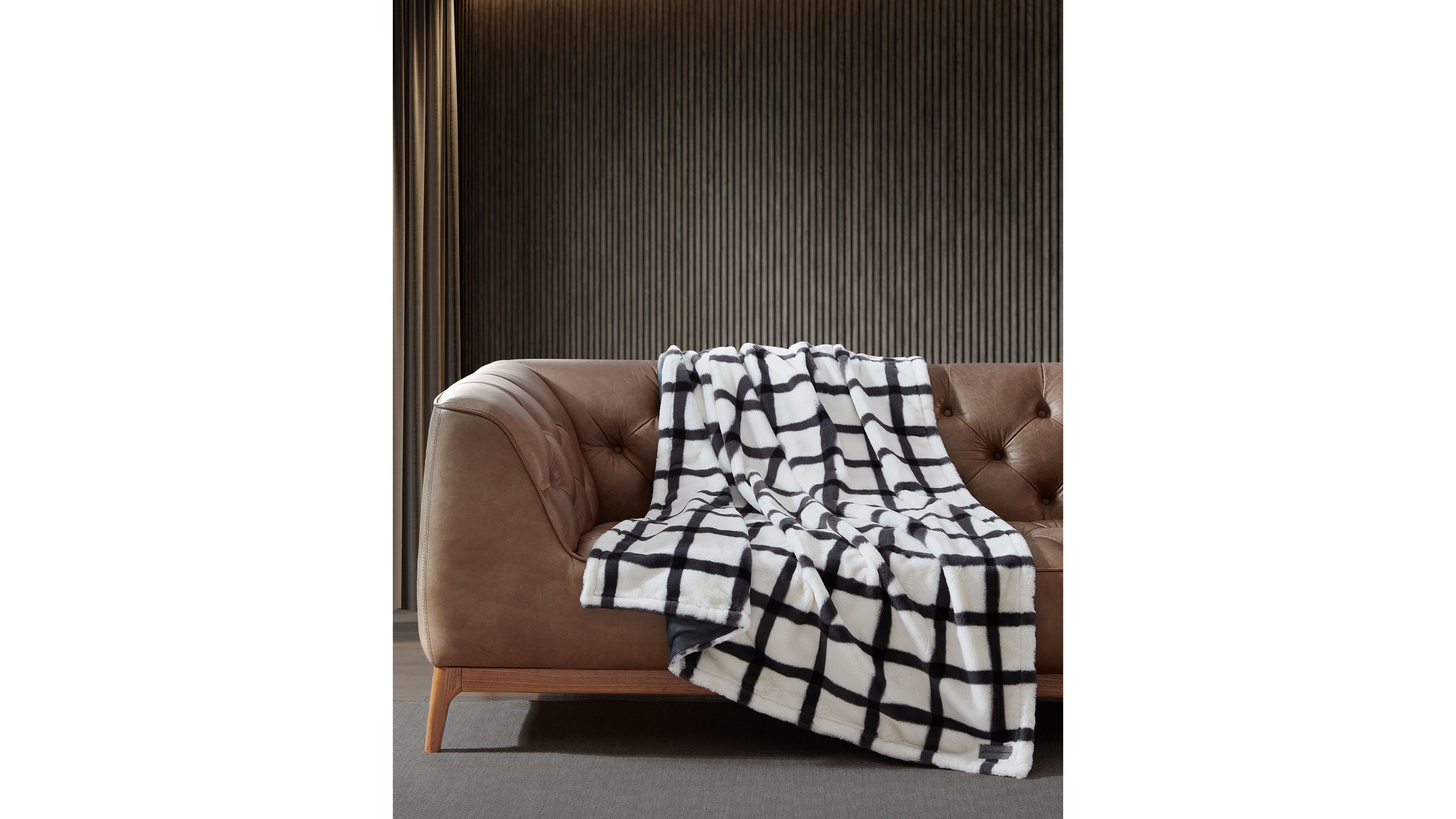 Closeout! Eddie Bauer Plaid Faux Fur Throw, 50" x 60"