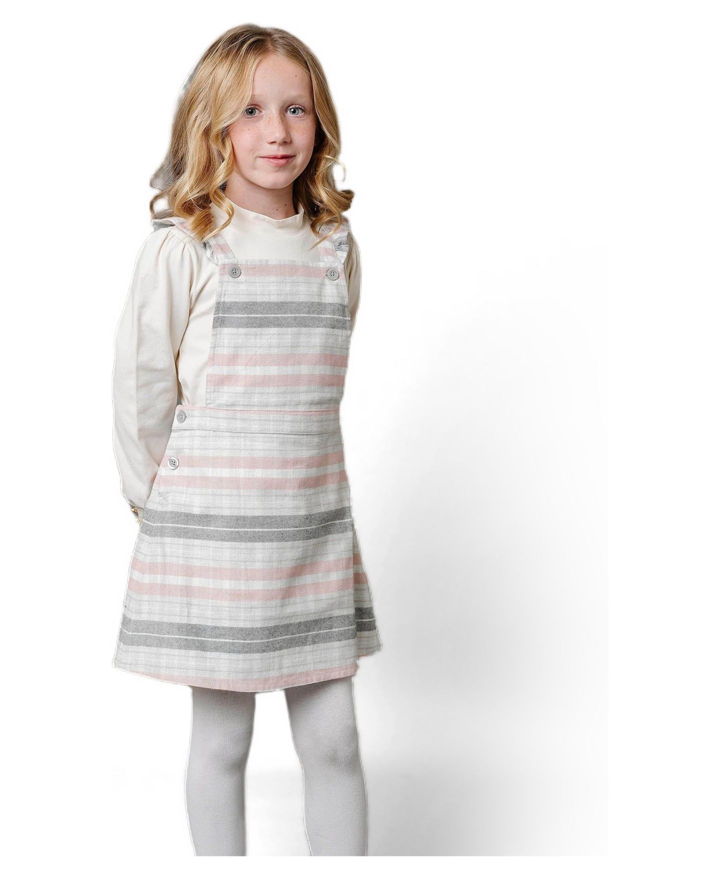 Юбка Hope & Henry Organic Cotton Sleeveless Ruffle Strap Skirtall для девочек, цвет: Серый / Розовый — фото 2