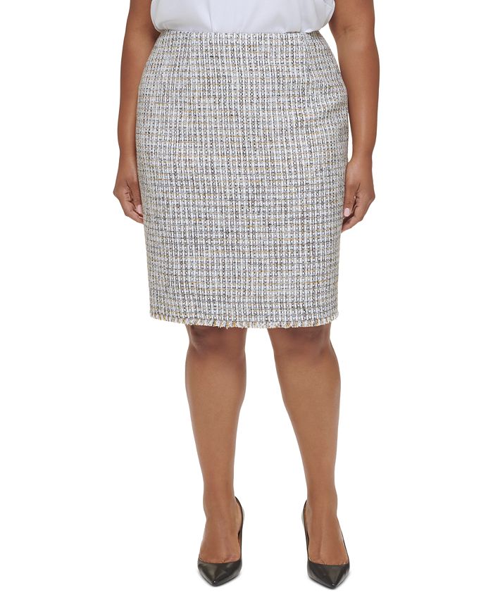 Calvin Klein Plus Size Tweed Pencil Skirt & Reviews - Skirts - Women -  Macy's