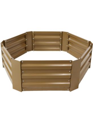 11.75" H Raised Metal Garden Bed - Galvanized Raised Garden Bed Outdoor for Vegetables and Flowers - Brown - Hexagon