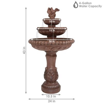 43"H Electric Resin and Concrete 3-Tier Pair of Doves Outdoor Water Fountain