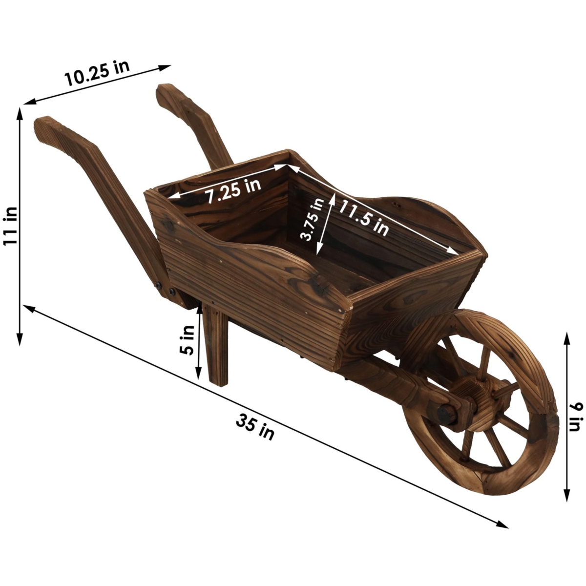 Sunnydaze Decor Natural Wooden Fir Decorative Wheelbarrow Garden Planter