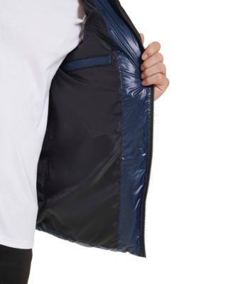 Men's Colorblock Mixed-Media Puffer Jacket