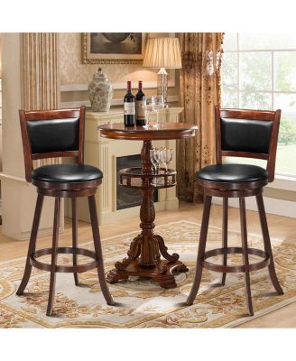 Set of 2 29'' Swivel Bar Height Stool Wood Dining Chair