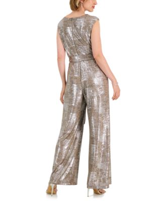 Women's Metallic Cowl-Neck Jumpsuit