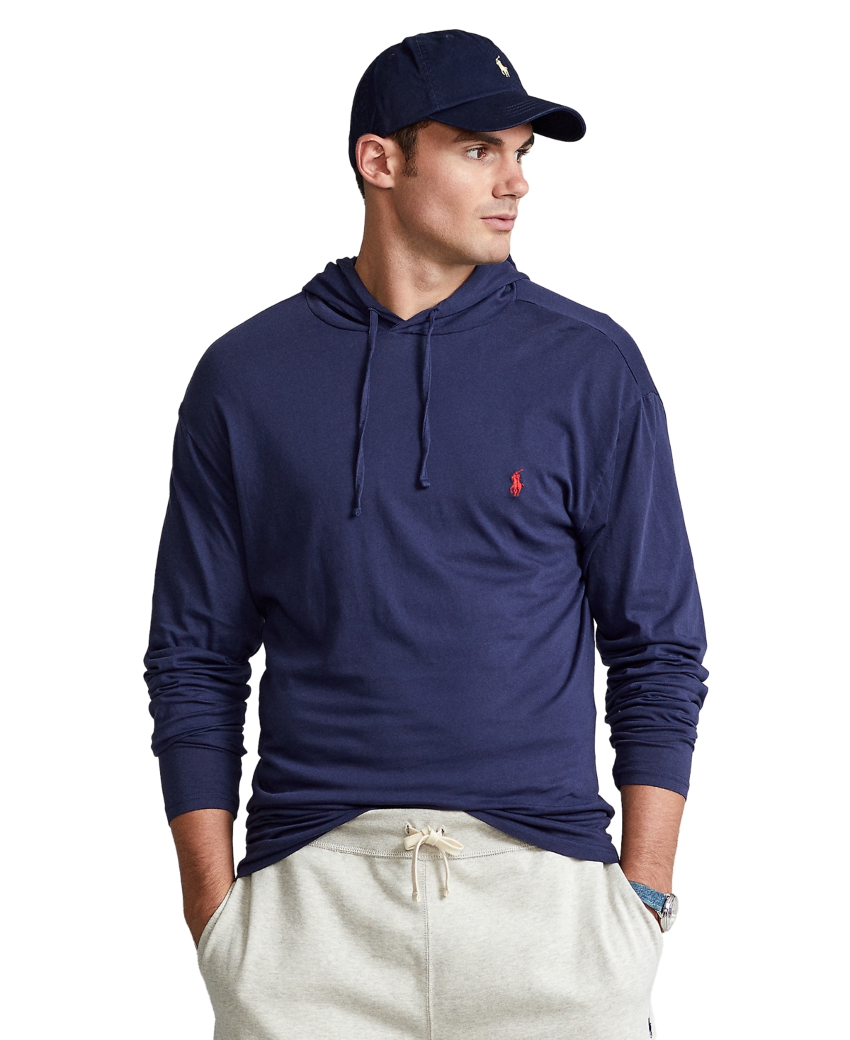 Polo Ralph Lauren Men's Big & Tall Jersey Hooded T-shirt In Ink