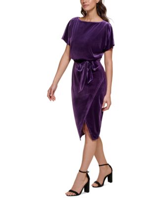 Kensie Women's Velvet One-Shoulder Dress - Elegant Ruffle Detail Holiday Party Dress